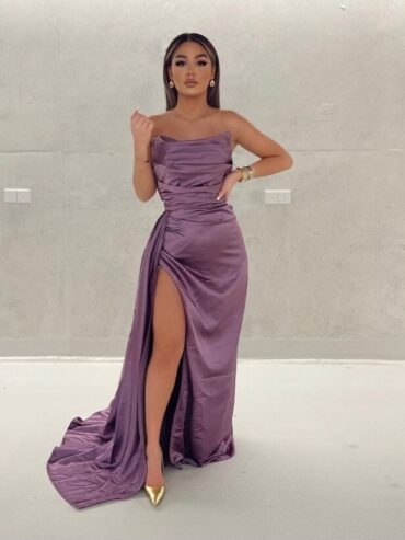 Satin Kleid in Flieder
