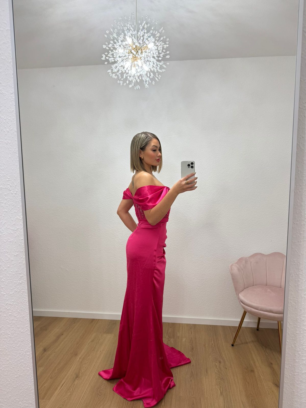 Perlen Kleid in hell Pink – Bild 5