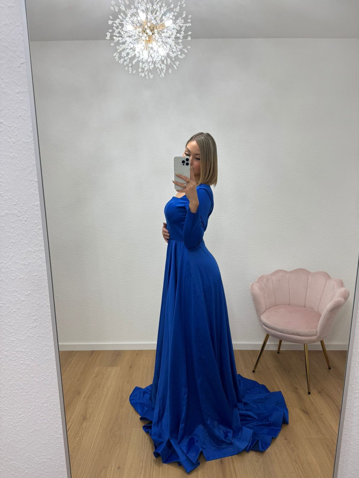 Satin Kleid in hell Blau - Image 5