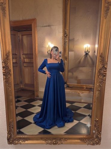 Satin Kleid in Blau